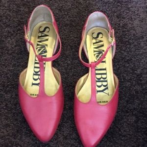 Sam & Libby T-Strap Red Flats 7.5